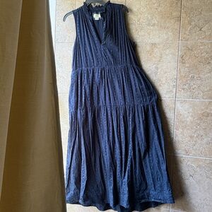 Anthropologie Maeve Marya Maxi Dress RARE Navy Color Way M Cotton Pockets Tiered